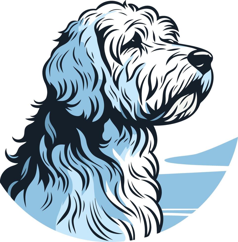 A Drawing of a Dog with White Fur vector