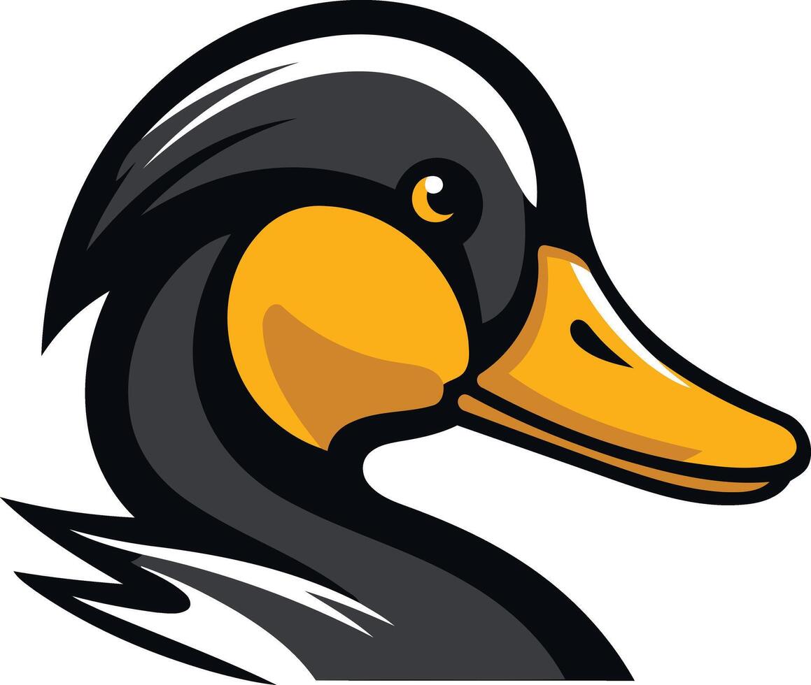 A bold, cartoon style illustration of a duck's head, perfect for logos, branding, or mascot designs vector