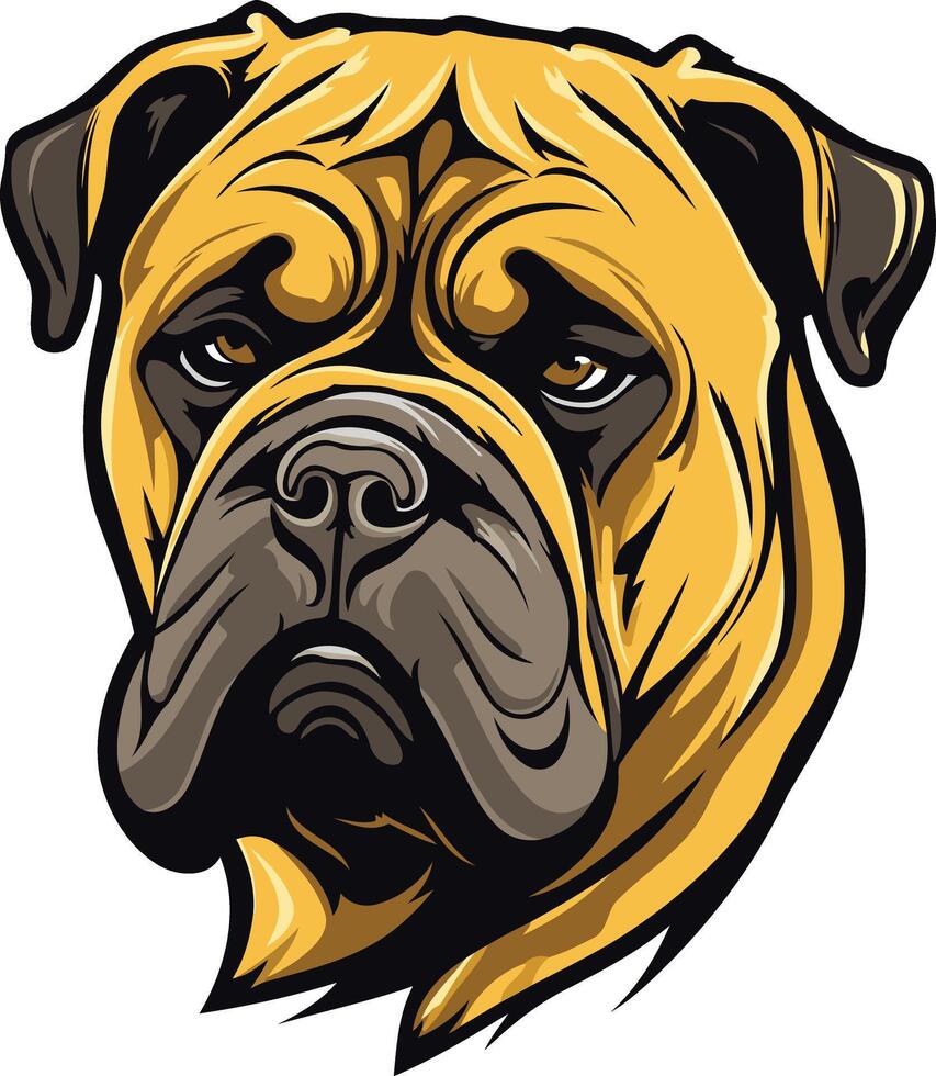 Bullmastiff Dog Portrait with Intense Look vector