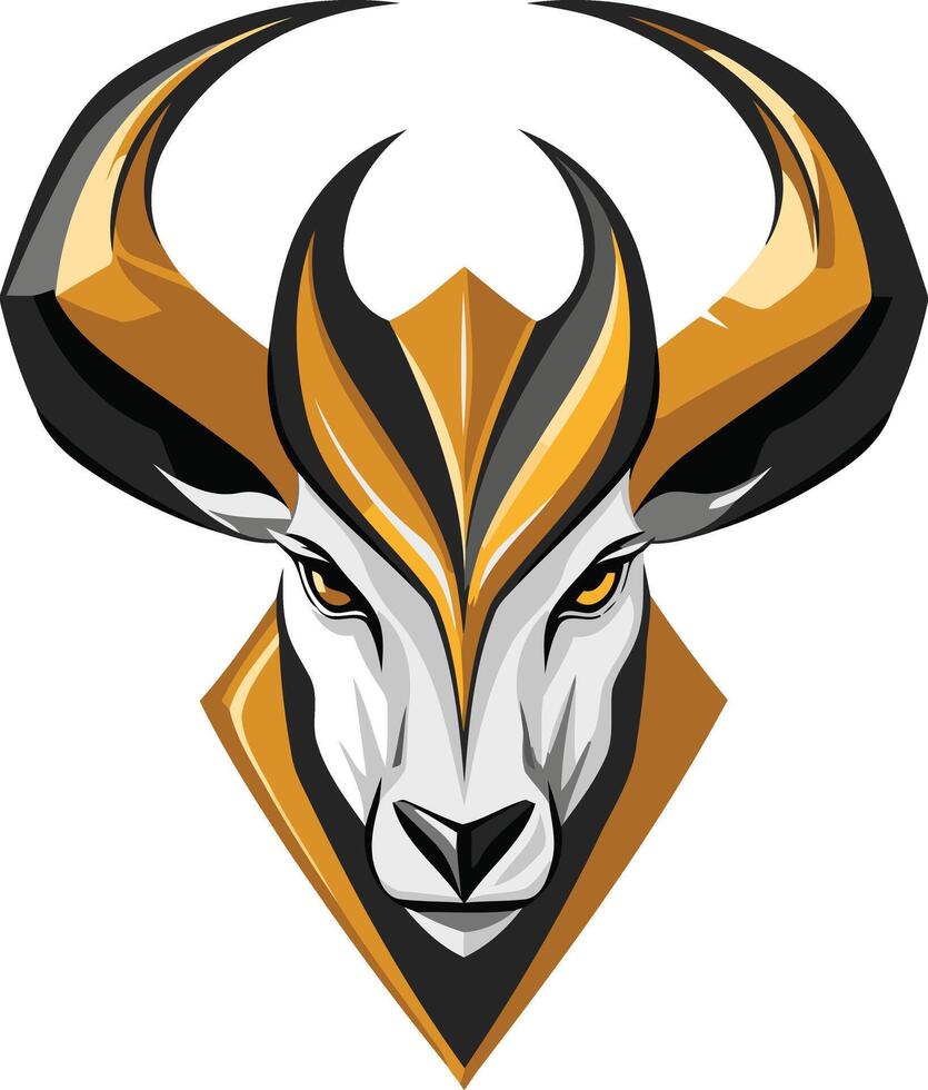 Powerful, stylized bull head logo with black and yellow accents vector