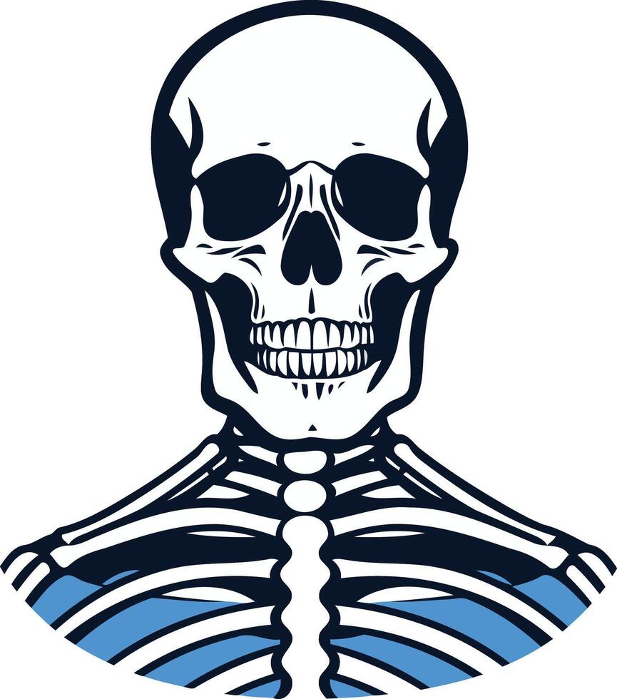 A friendly cartoon skull with a wide smile and visible ribs vector