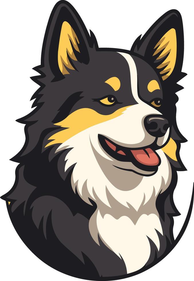 Portrait of a Happy Black and White Dog vector