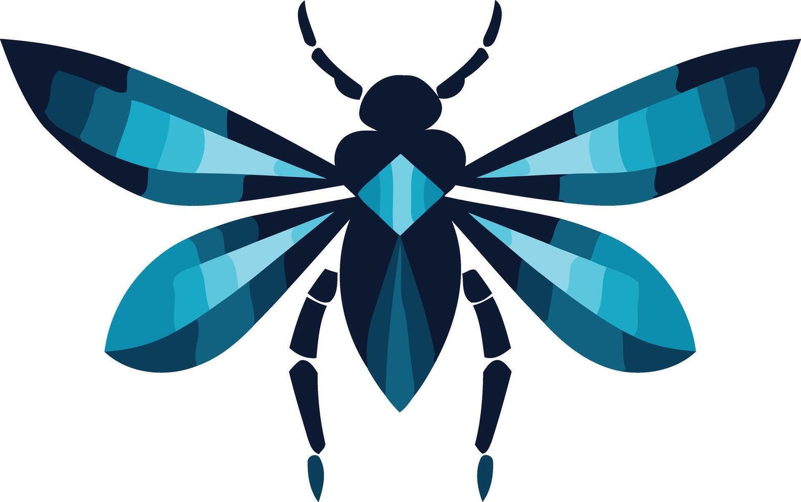 Abstract Blue and Black Insect Illustration vector