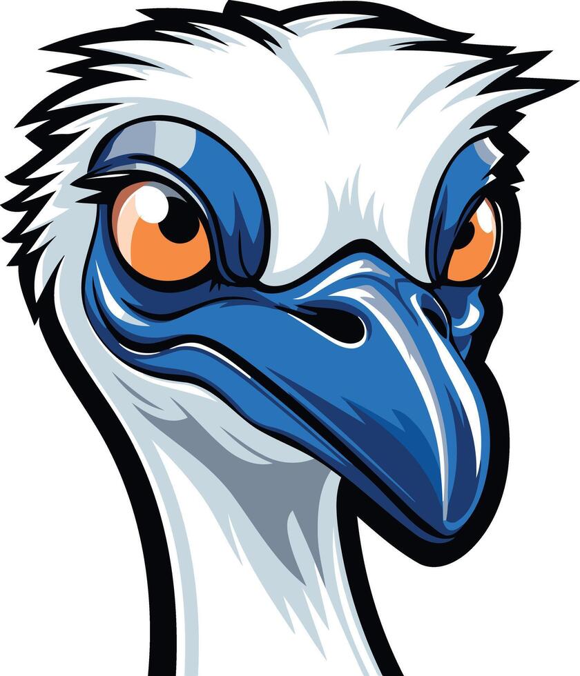 Angry Cartoon Ostrich Head Illustration vector