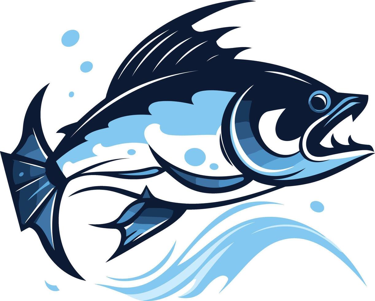 Leaping Bluefish with Open Mouth vector
