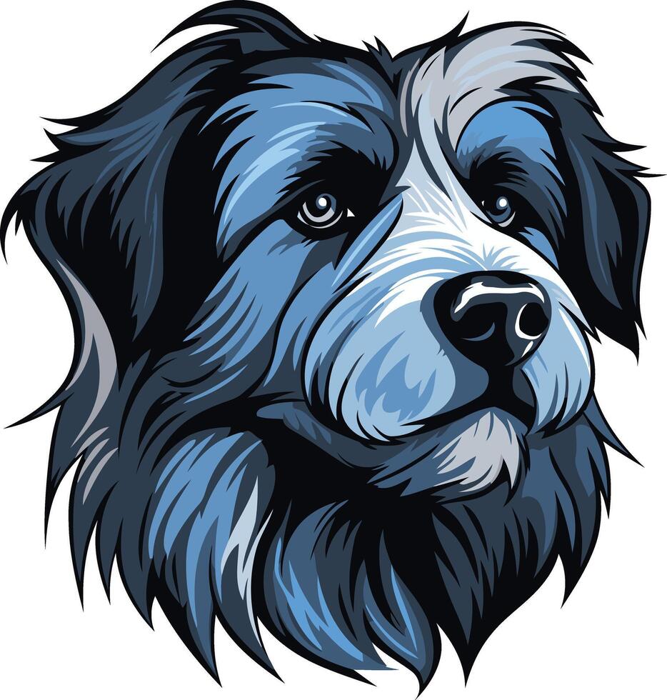 Blue and White Dog Portrait Illustration vector