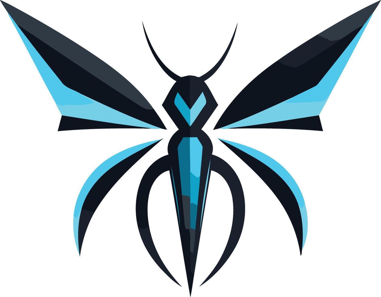 Abstract Butterfly Design in Blue and Black vector
