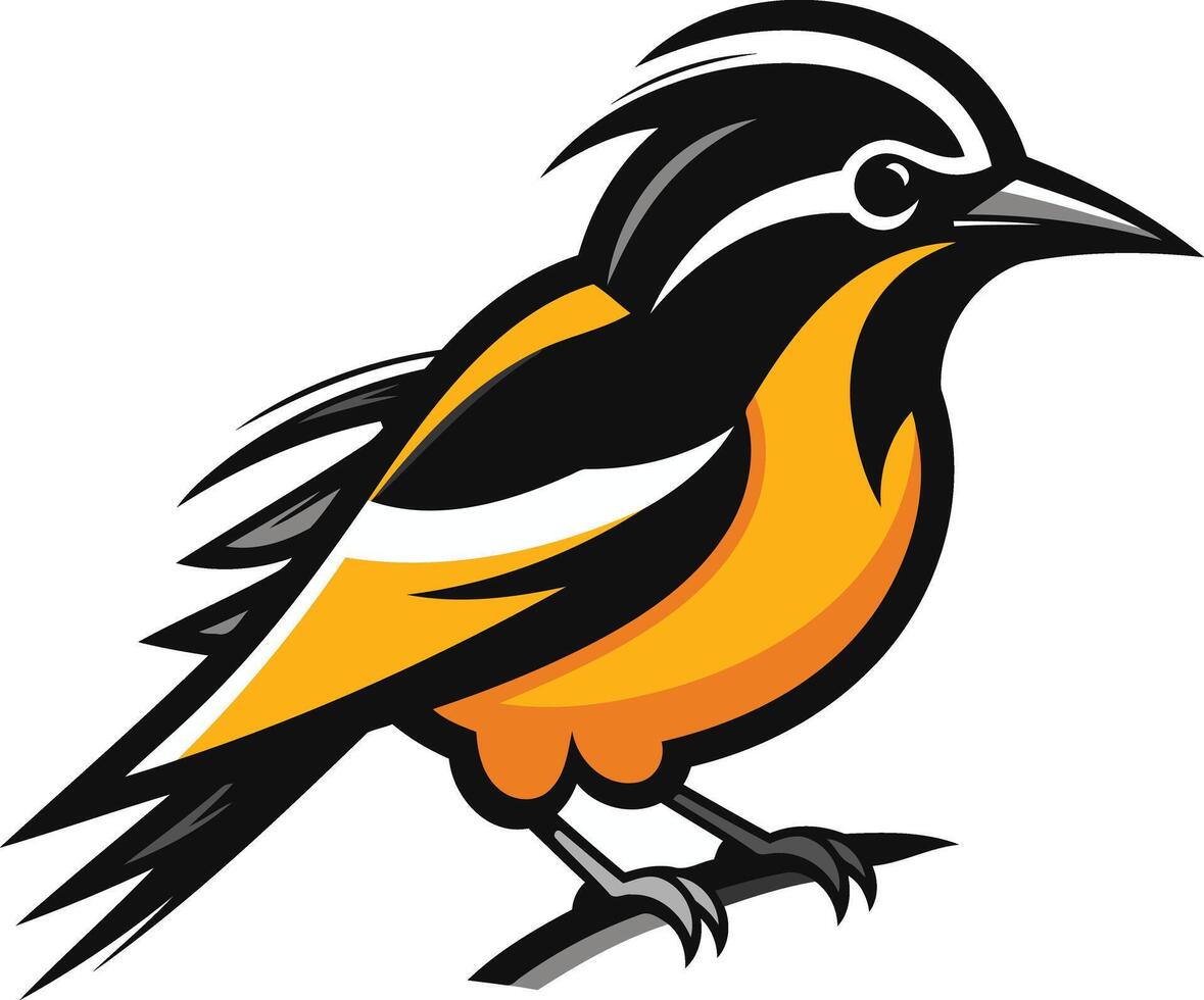 Black and Yellow Bird Illustration vector