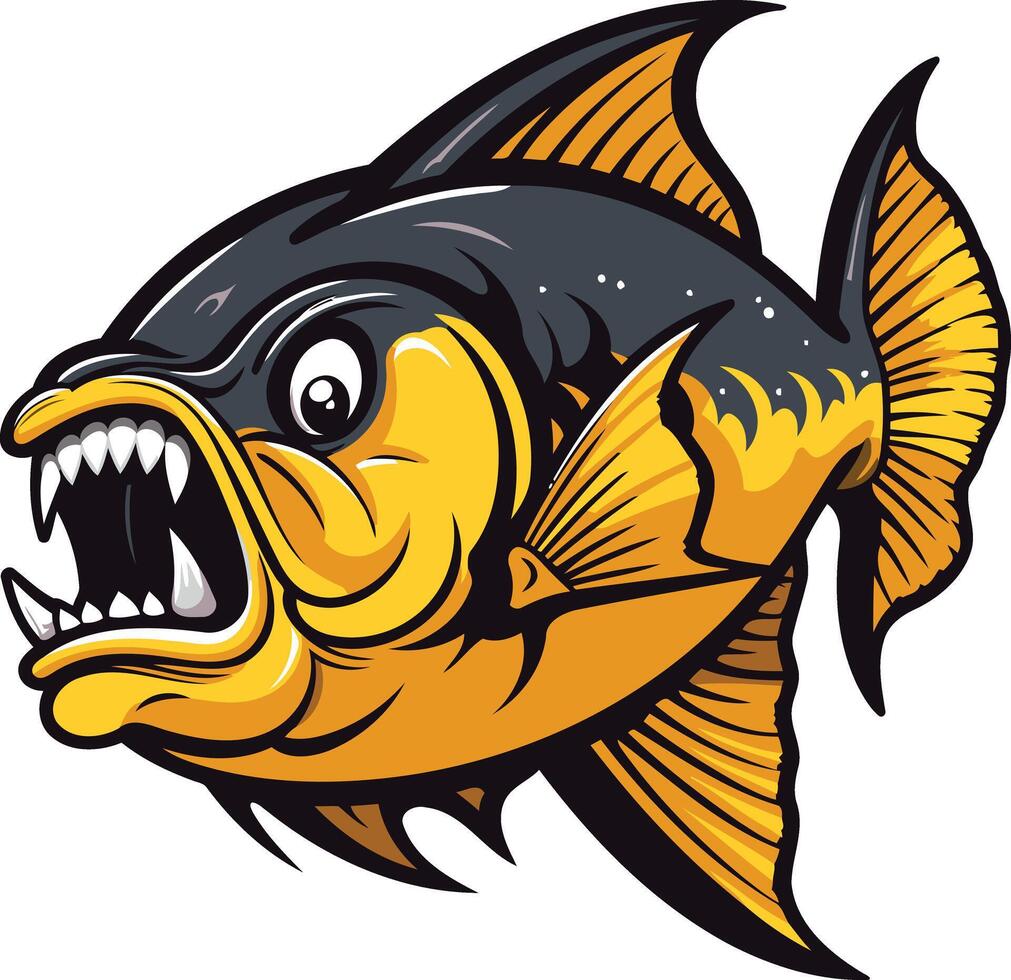 A fierce, cartoon style piranha with sharp teeth and a menacing expression vector