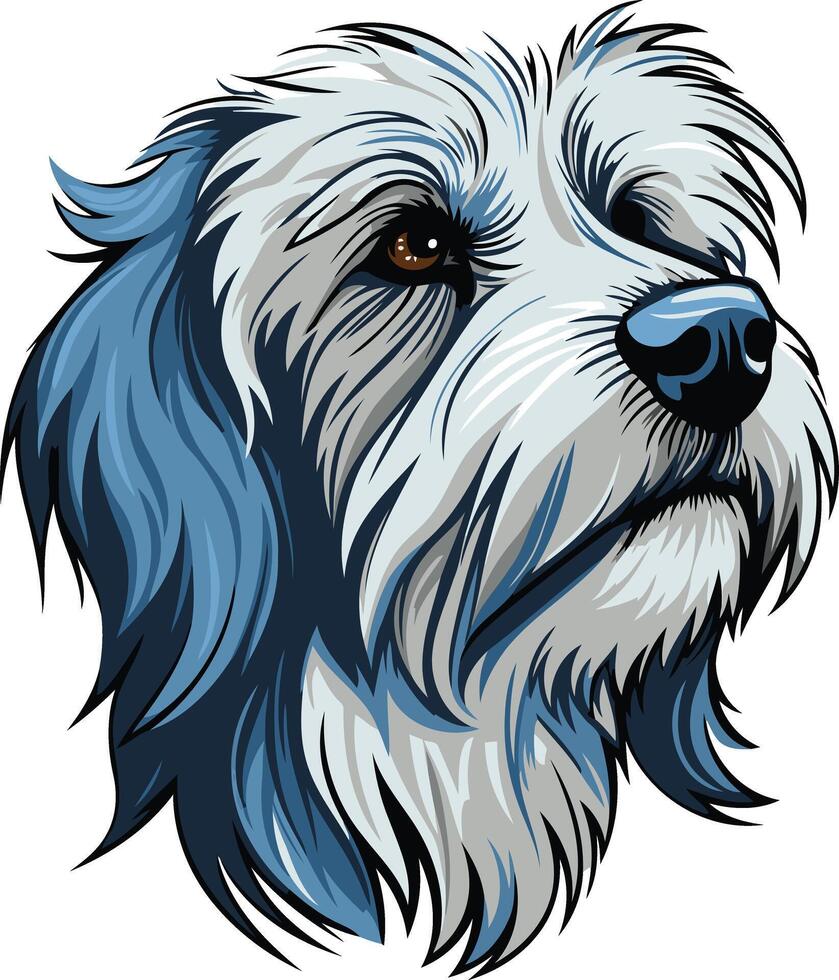 A Portrait of a White Dog with Blue Fur vector