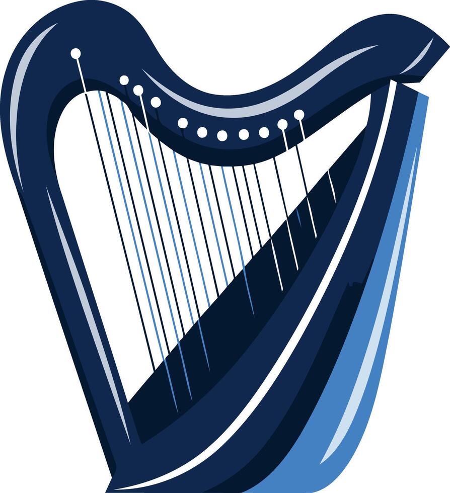 Blue Harp with Strings vector