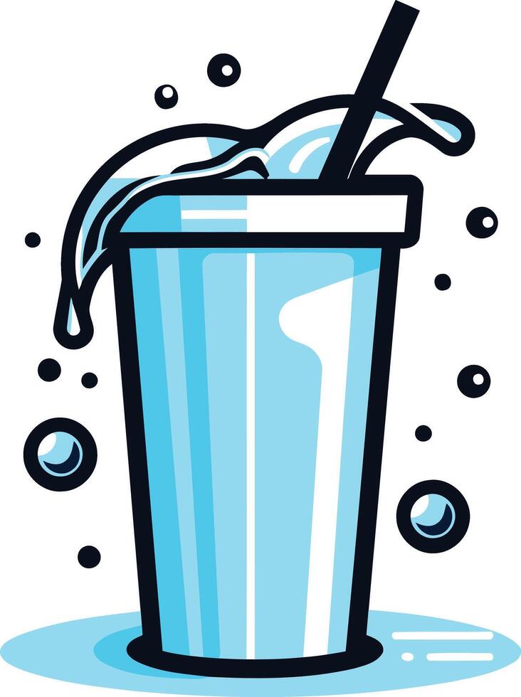 Refreshing Drink in a Glass with a Straw vector
