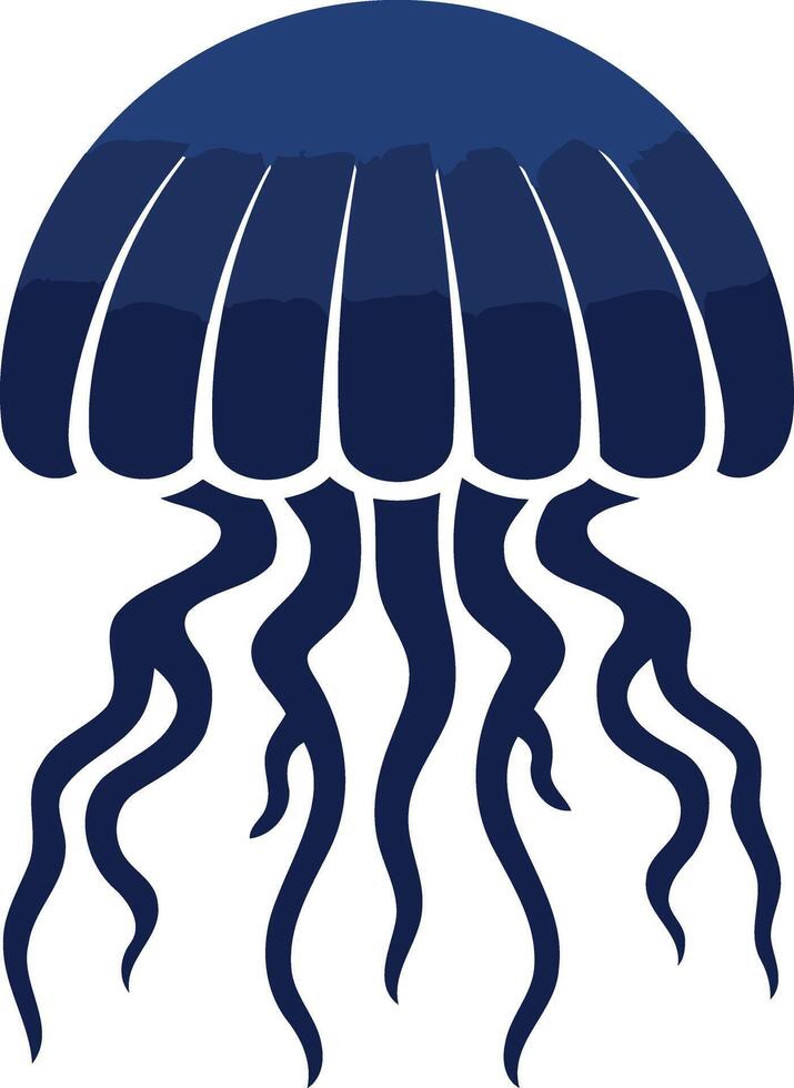 Simple and elegant blue jellyfish silhouette, perfect for marine themed designs, branding, and logos vector