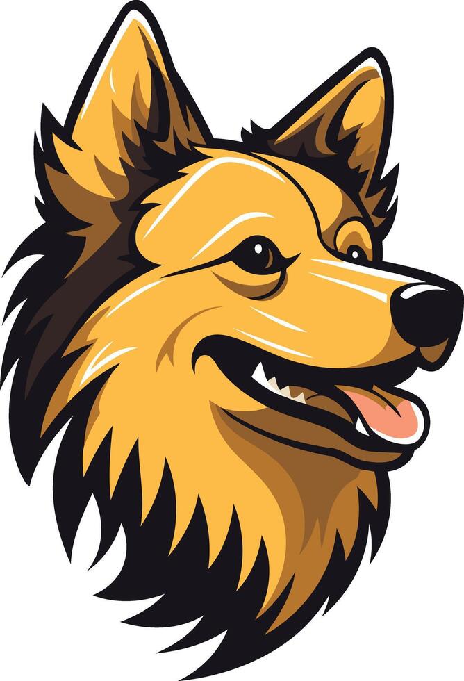 Smiling Cartoon Dog with Yellow and Black Fur vector