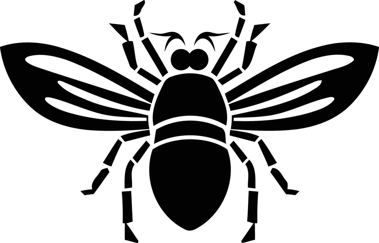 Black and white element illustration of a bee in a stylized graphic design vector