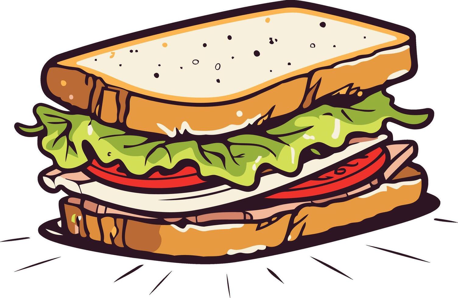 Cartoon Illustration of a Delicious Sandwich vector