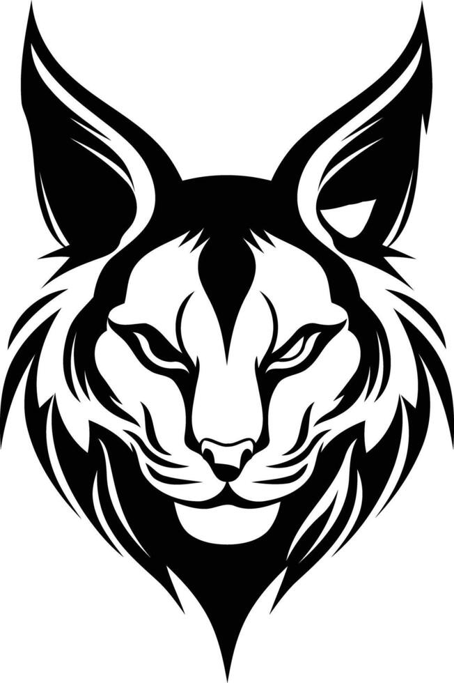 Fierce and bold, this black and white lynx tattoo design is perfect for anyone looking to express their wild side vector