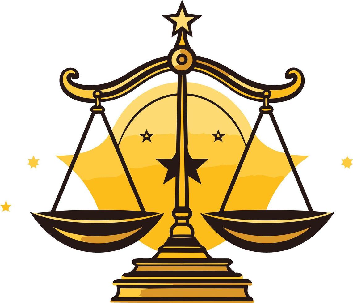 Golden Libra Scales with Star Design vector