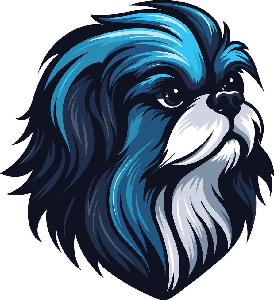 Blue and Black Pekingese Portrait vector