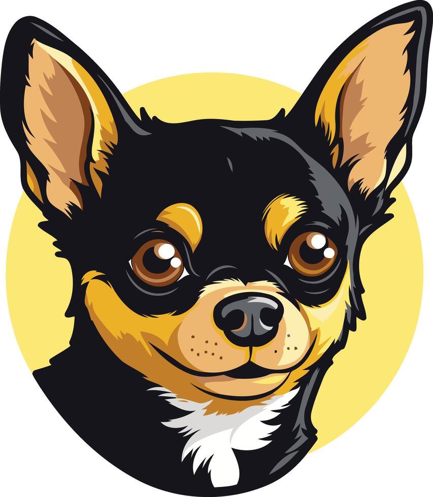 A cute cartoon chihuahua with big brown eyes and a friendly smile, looking directly at the viewer vector