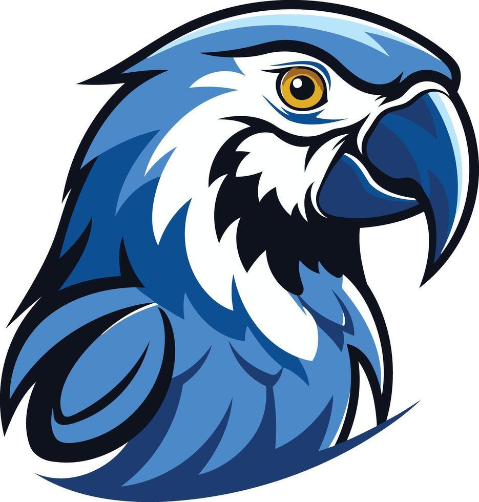 Blue parrot mascot head design, with sharp details vector