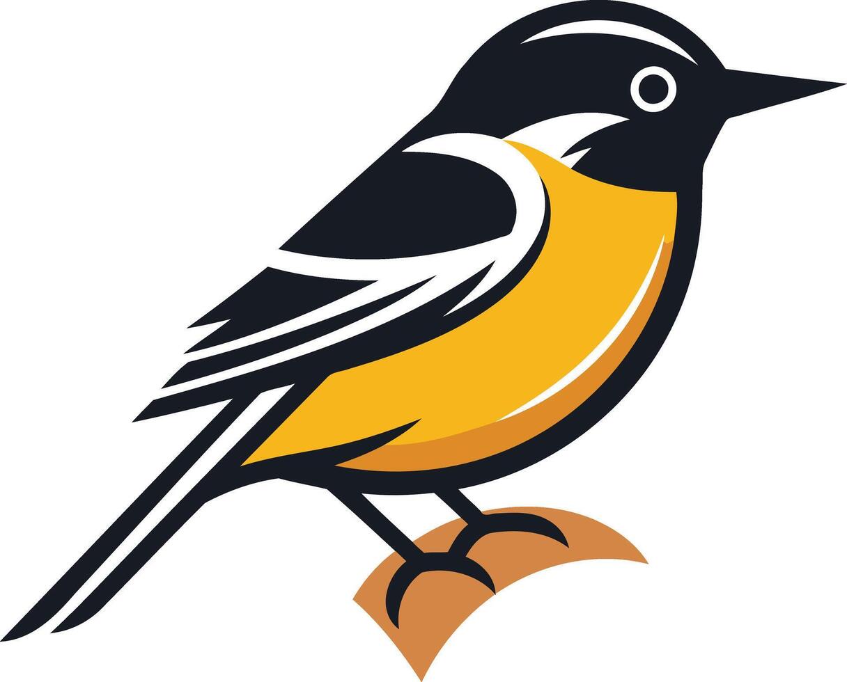 A stylized yellow and black bird with a perky pose vector