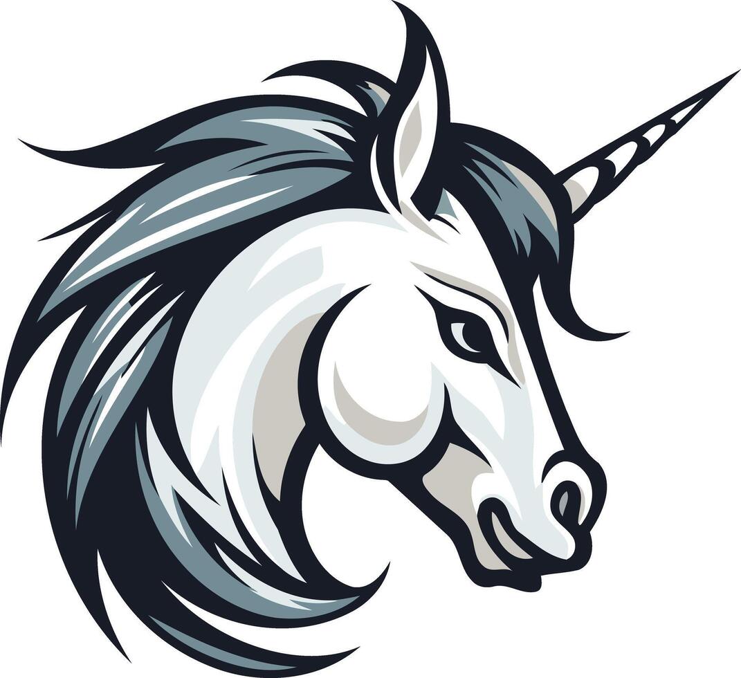 Powerful and stylized unicorn head logo, perfect for branding, merchandise, and design projects vector