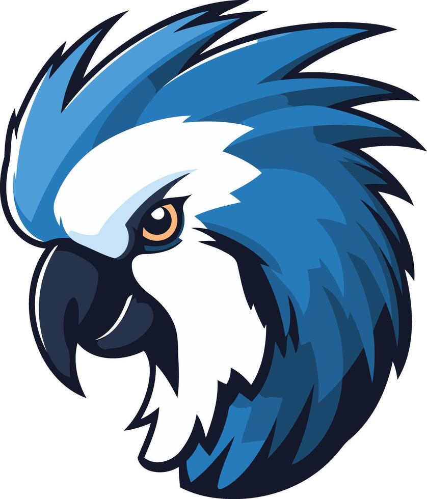 Blue and White Parrot Head Illustration vector