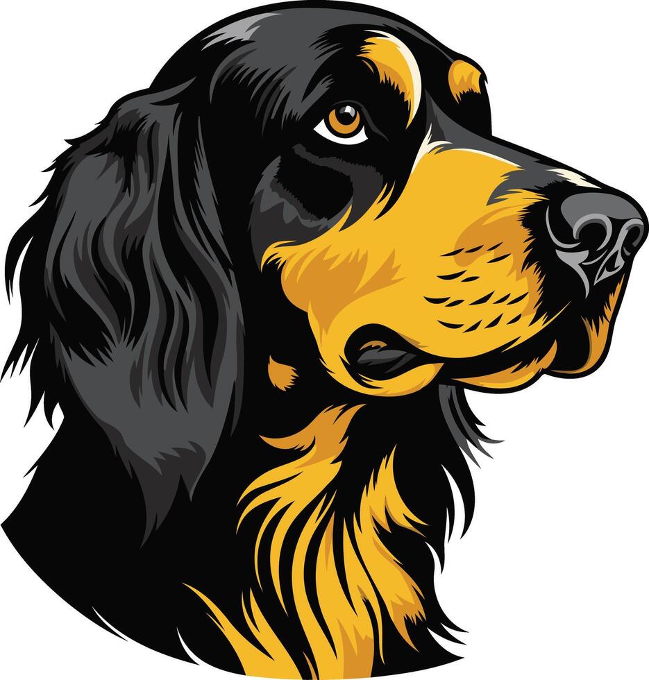 A striking illustration of a black and tan hunting dog, perfect for logos, branding, or pet related designs vector
