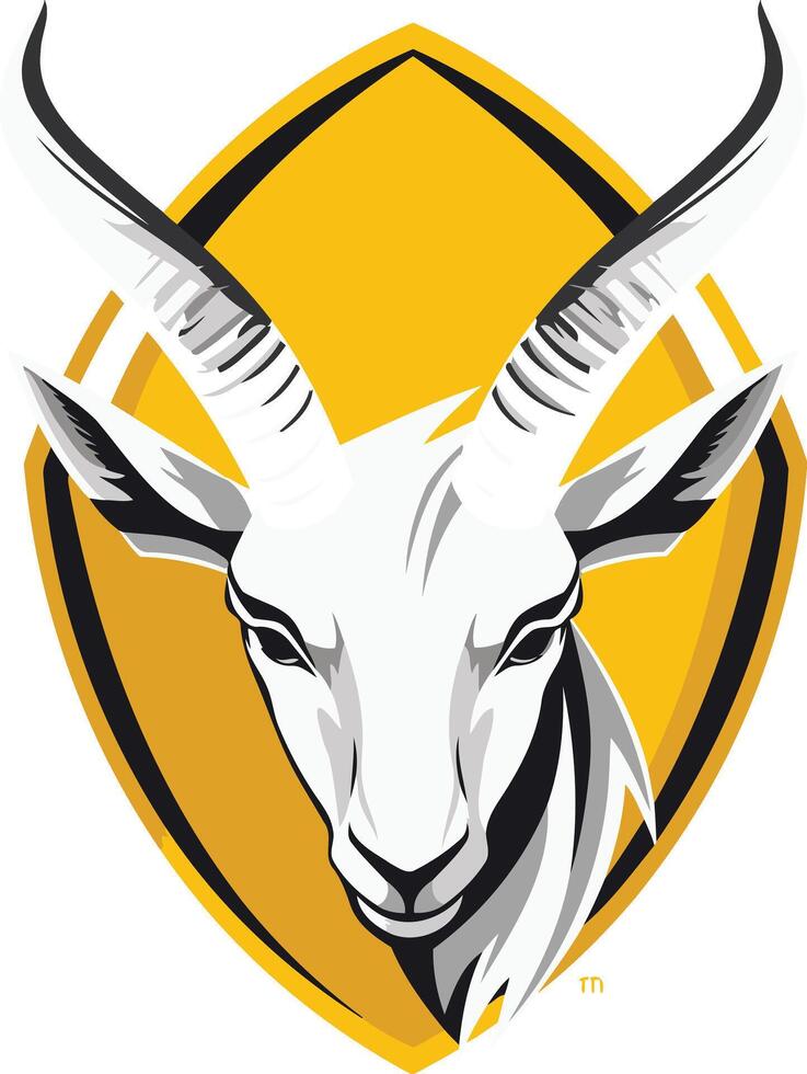 A bold and striking logo featuring a white goat's head within a yellow diamond shape vector