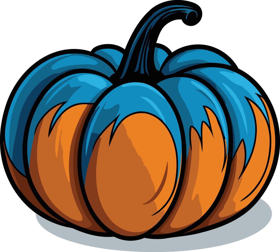Blue and Orange Cartoon Pumpkin vector