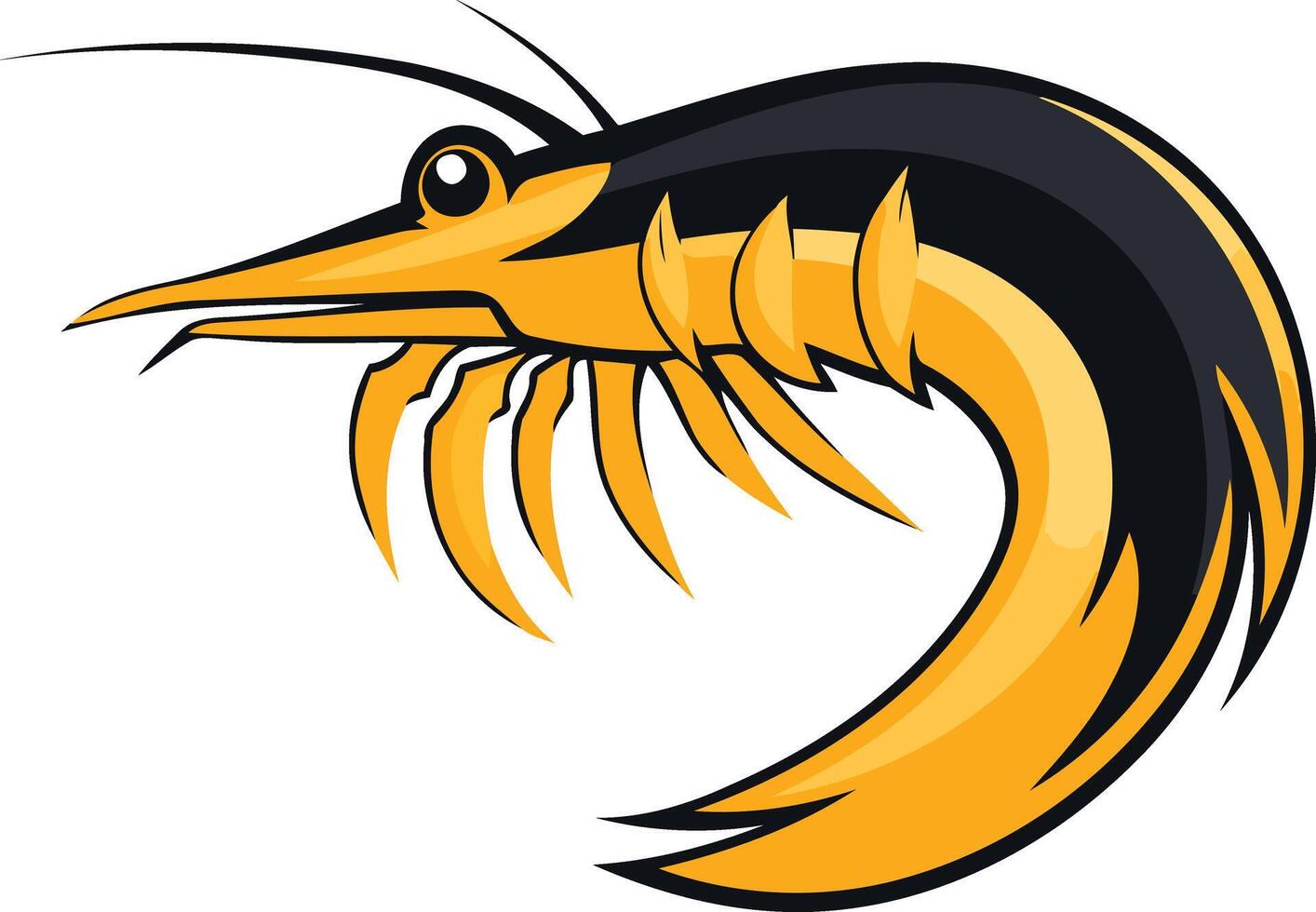 A stylized shrimp mascot design, perfect for seafood restaurants, fishing clubs, or marine themed brands vector