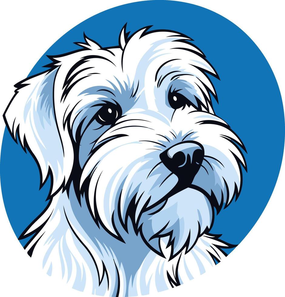 A White Dog's Portrait in Blue vector