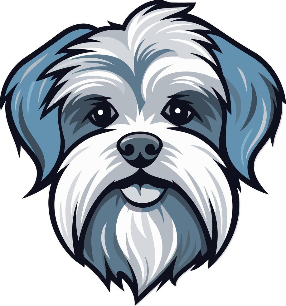 Cute Cartoon Shih Tzu Dog Portrait vector