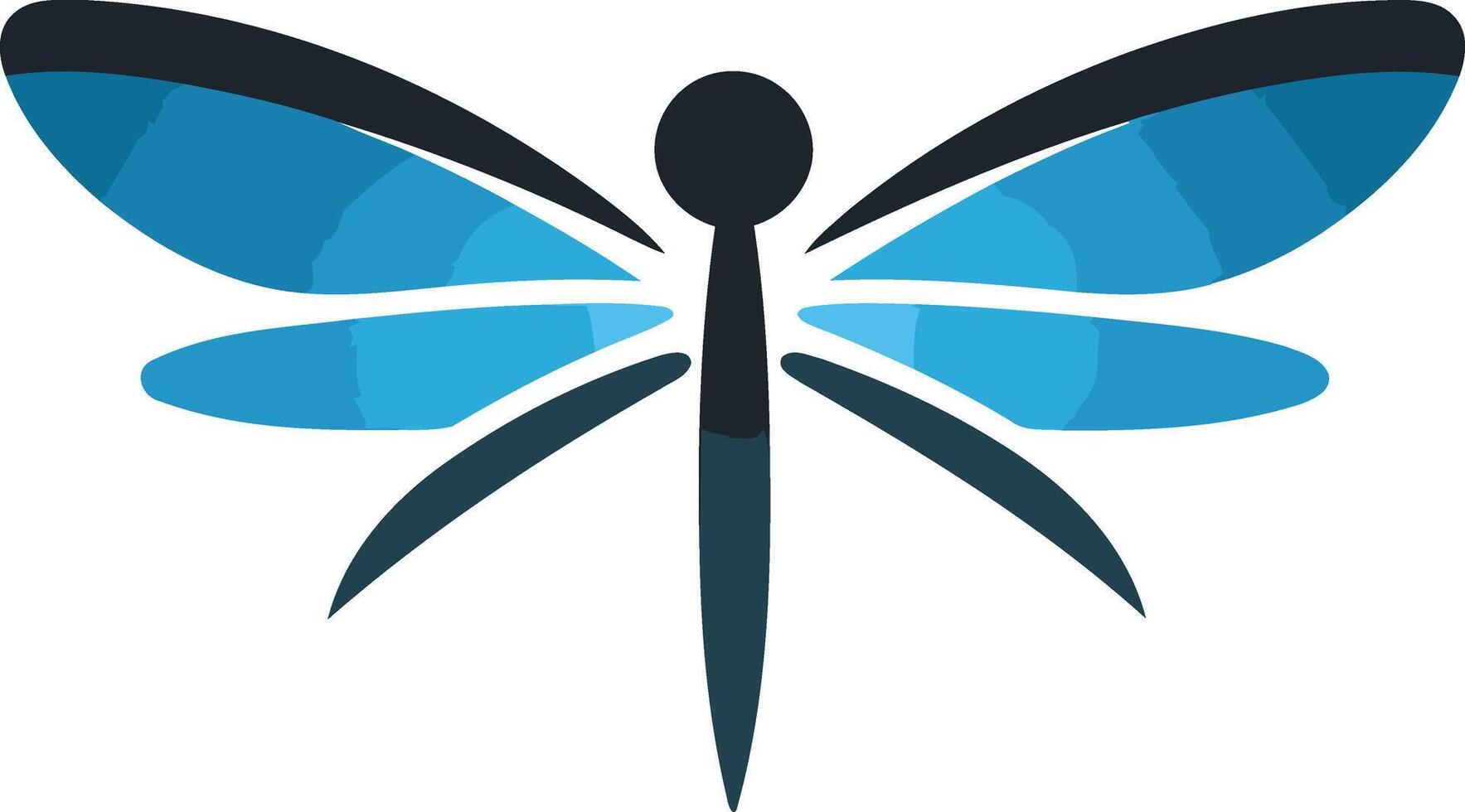 Stylized dragonfly illustration in blue and black, perfect for branding, logo design, or as a nature inspired graphic element vector