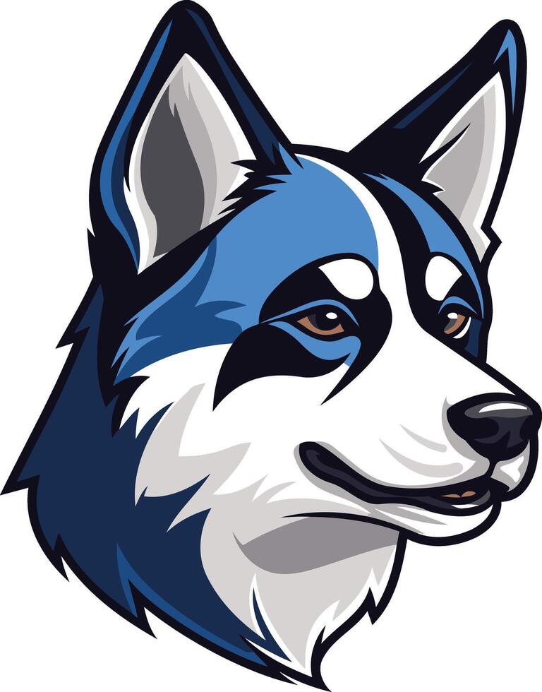 A friendly blue and white husky dog with a happy expression vector