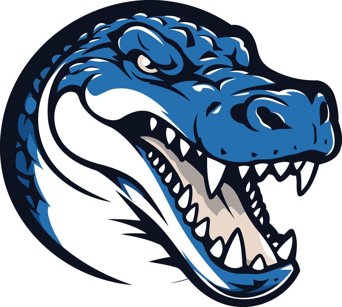 Blue Alligator Mascot with Open Mouth vector