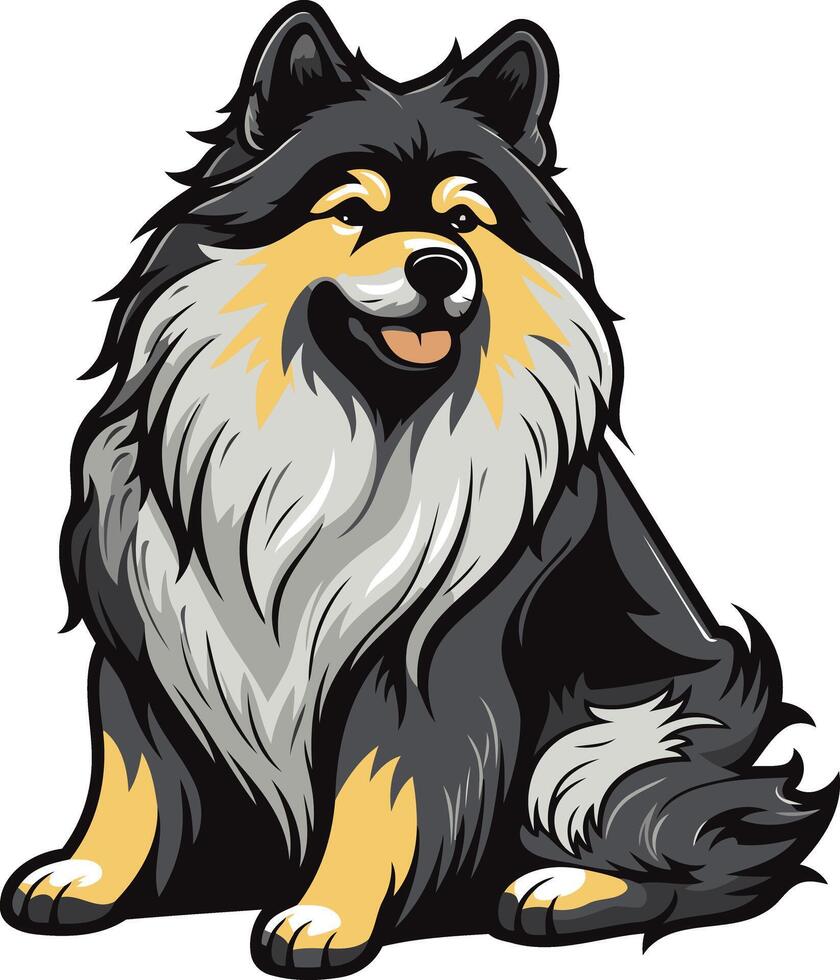 Cute Cartoon Illustration of a Finnish Lapphund vector
