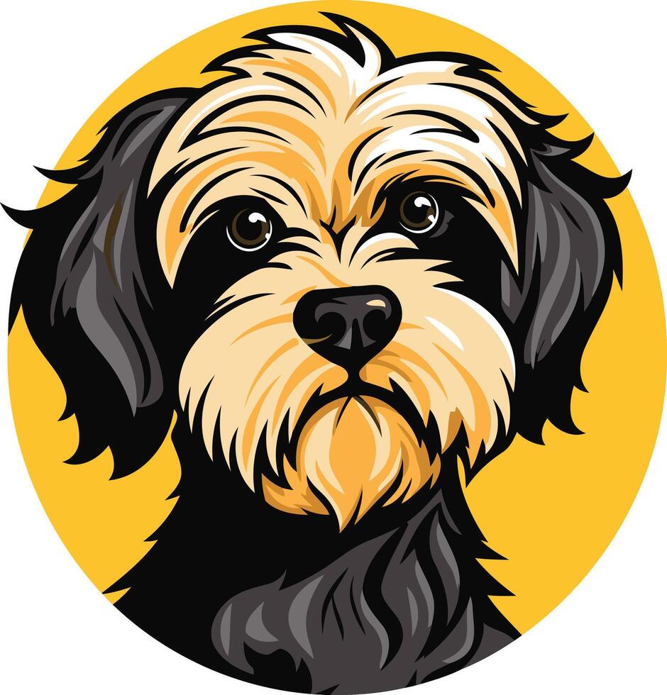 Portrait of a Small Black and Tan Dog vector