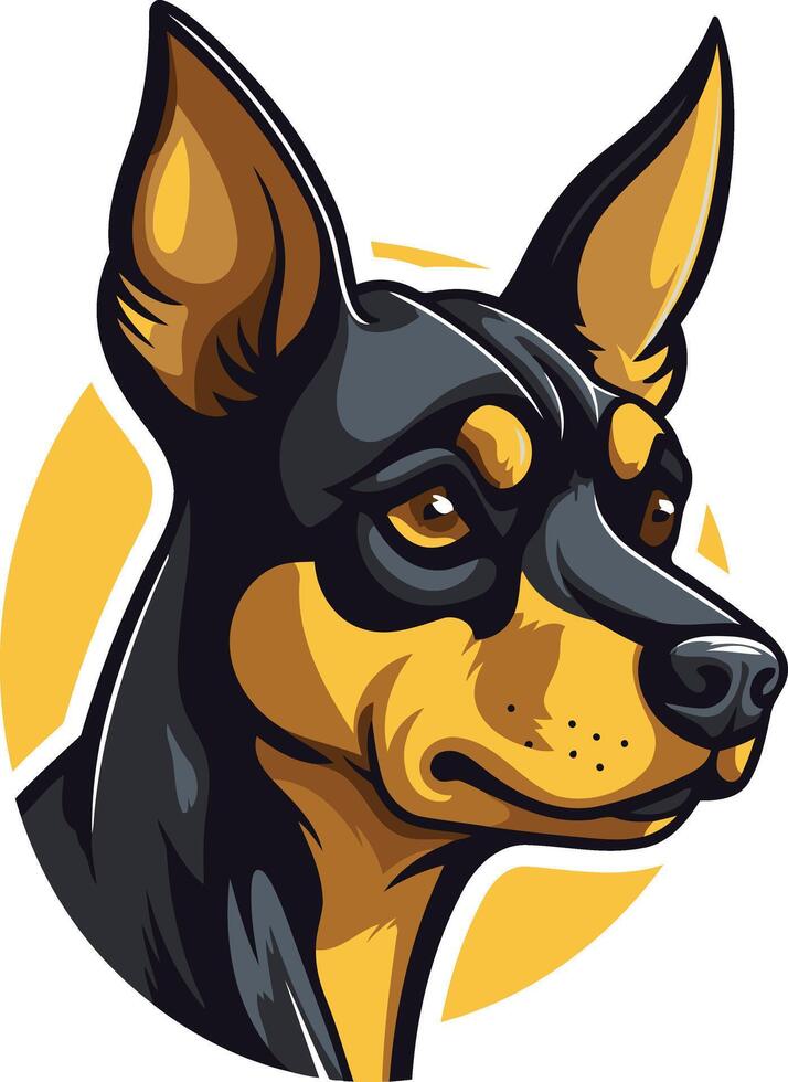A bold and stylish illustration of a miniature pinscher dog, perfect for branding, merchandise, or pet related designs vector