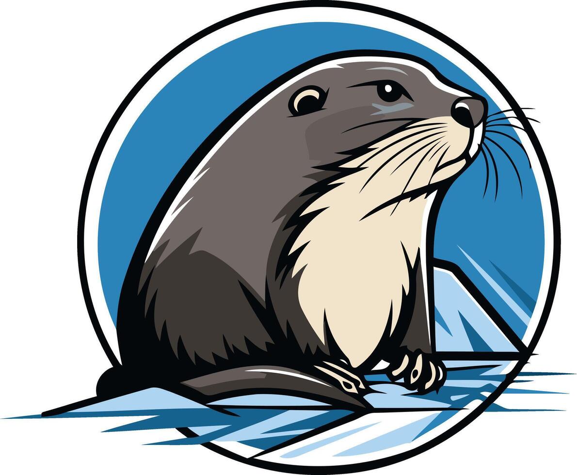 Otter in a Circular Frame vector