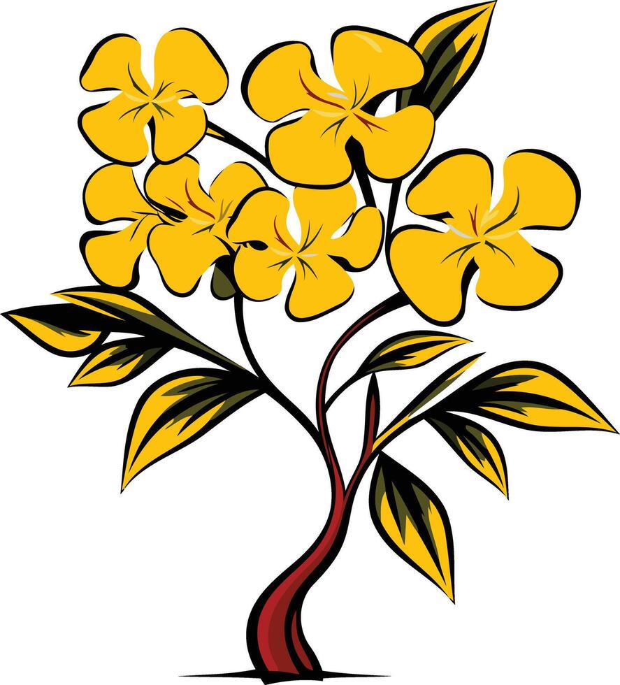 Yellow Flower Illustration with Red Stem vector