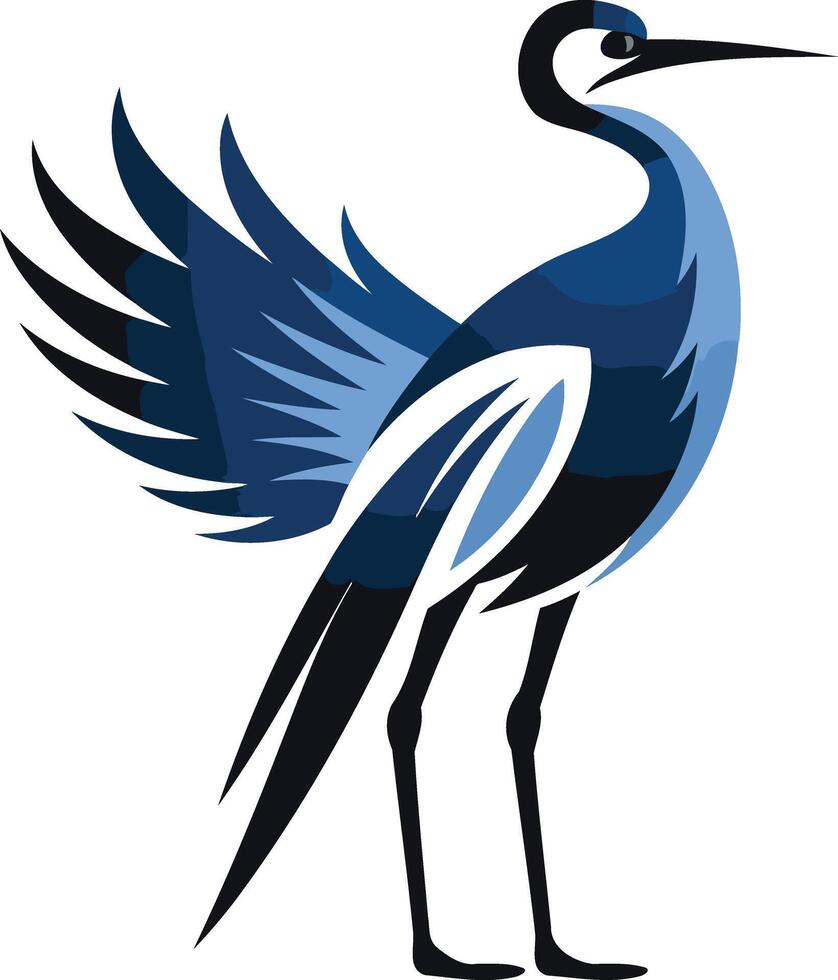 Stylized blue crane with outstretched wings, perfect for nature inspired logos and branding vector