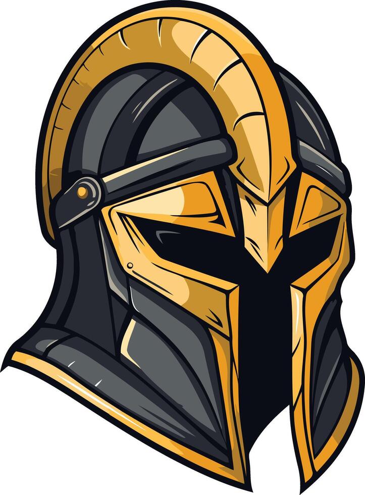 A fierce and powerful warrior helmet illustration perfect for branding, gaming, or medieval themed designs vector