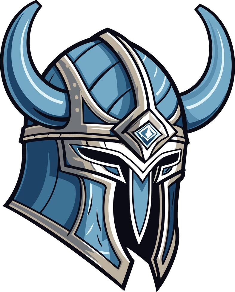 Cool, detailed illustration of a blue and silver horned helmet vector