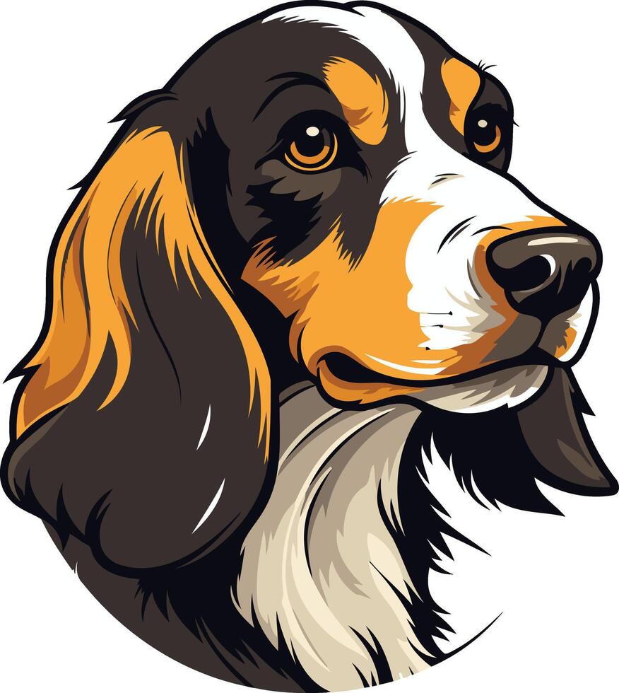 A friendly, cartoon style illustration of a dog's head, perfect for pet related products and branding vector