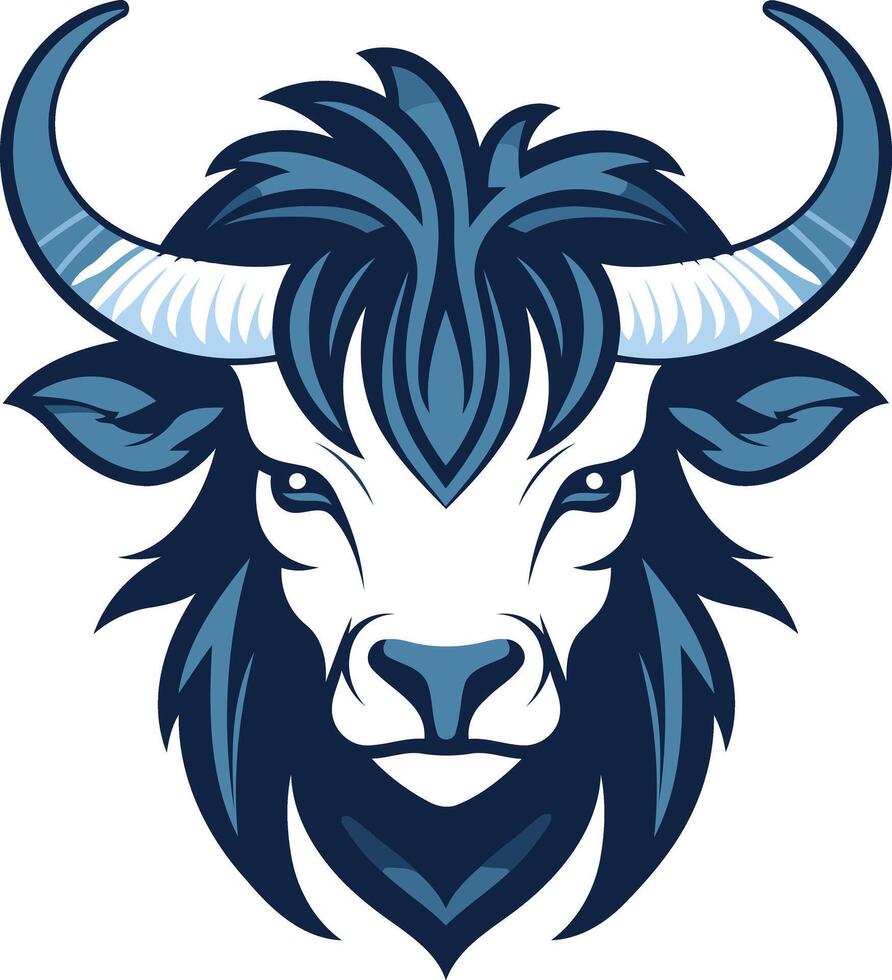 Blue and White Bull Head Illustration vector