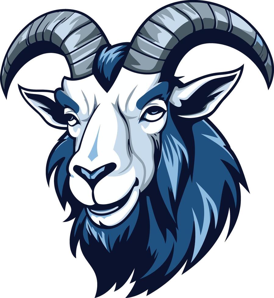 Blue and White Cartoon Goat Mascot vector