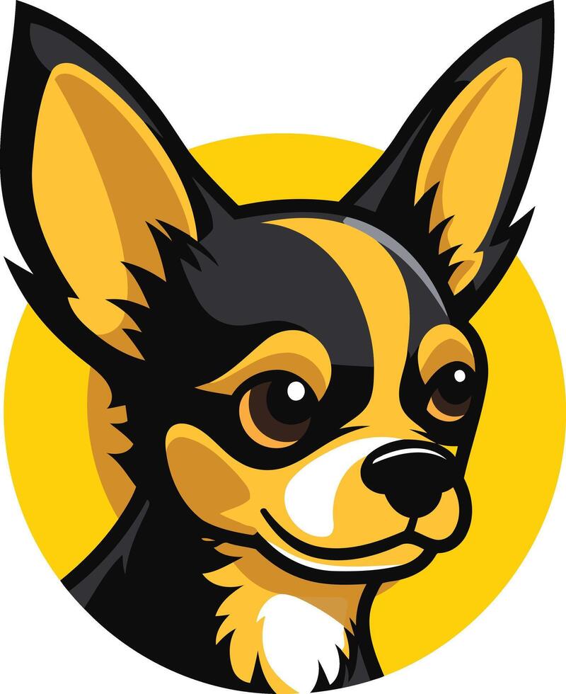 Cartoon Illustration of a Black and Tan Chihuahua vector