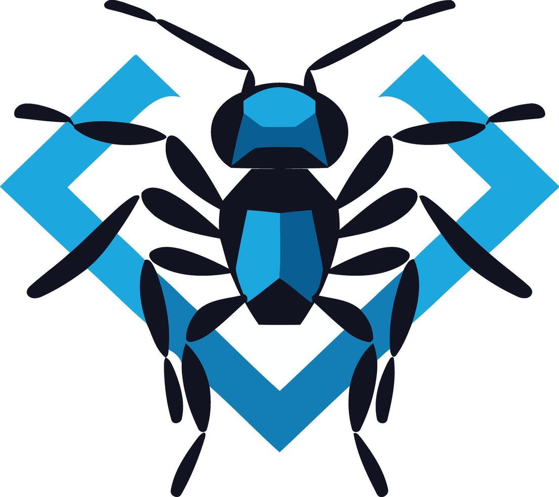Abstract Bug with Blue Diamond vector